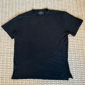 Alex Crane Black Crew Linen Neck T-Shirt